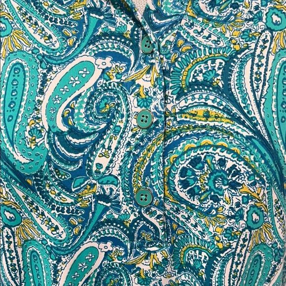 Talbots Paisley Popover 3/4 Sleeve Notched Collar - Picture 3 of 7